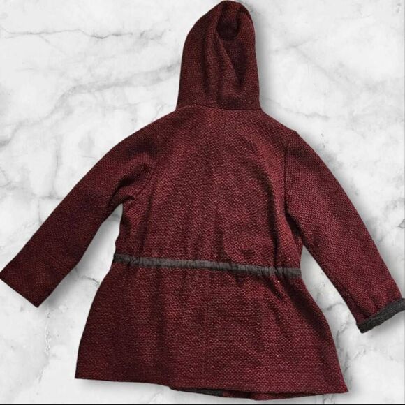 Free People Red Satellite Image Tweed Swing Oversized Jacket Coat XS Rare - Picture 4 of 7